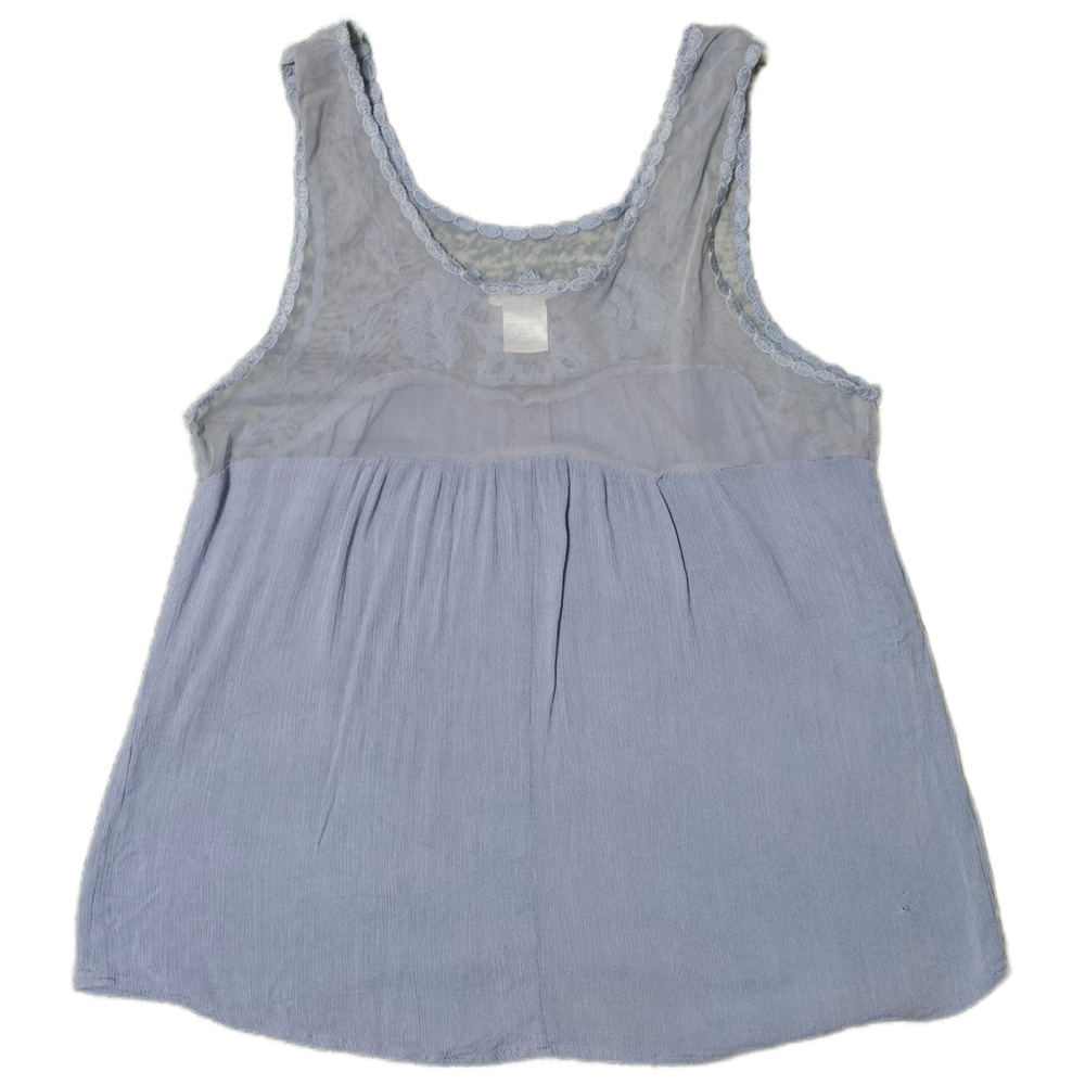 Intu Blue Lace Embroidered Sleeveless Tank Top Blouse Summer Casual‎ (Q)